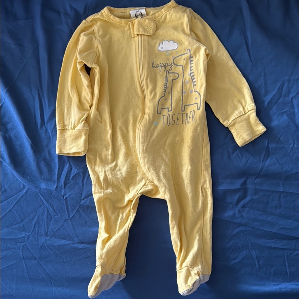Yellow Kids One Piece with Giraffe Print